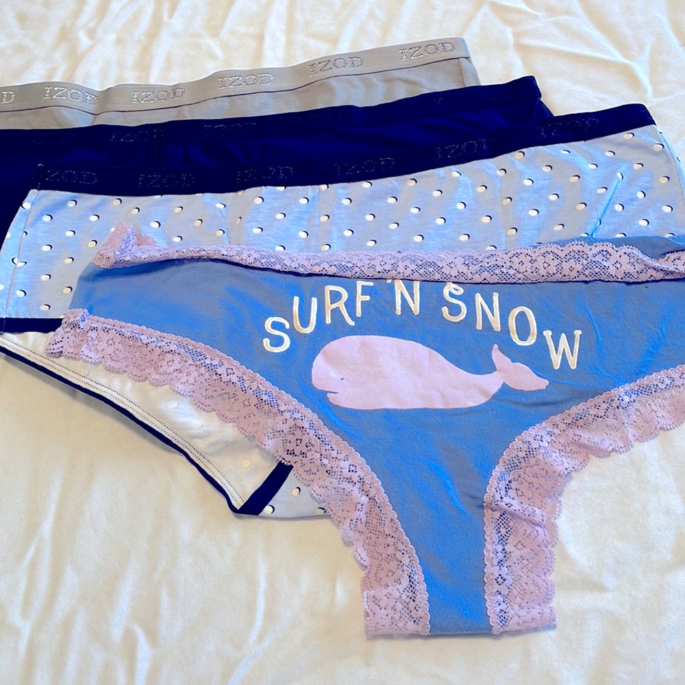 4 pair of brand new panties, 3 Izod, 1 thong surf n snow